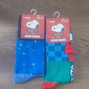 Peanuts Crew Socks - Blue and Green 5 pair